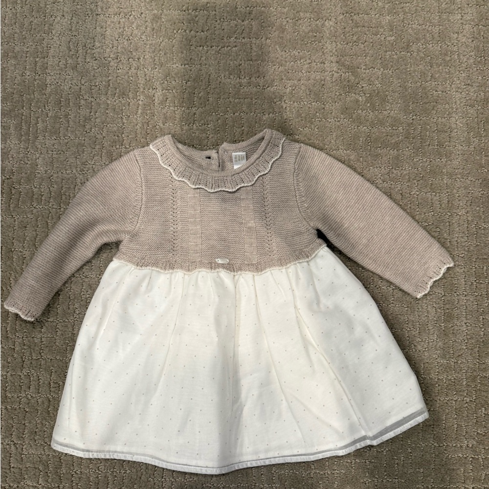 Mayoral Knit Baby Dress in Soft Gray